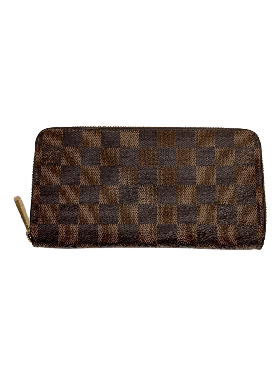 【中古】LOUIS VUITTON◆1)ジッピー・ウォレット_ダミエ・エベヌ/PVC/BRW/メンズ【服飾雑貨他】