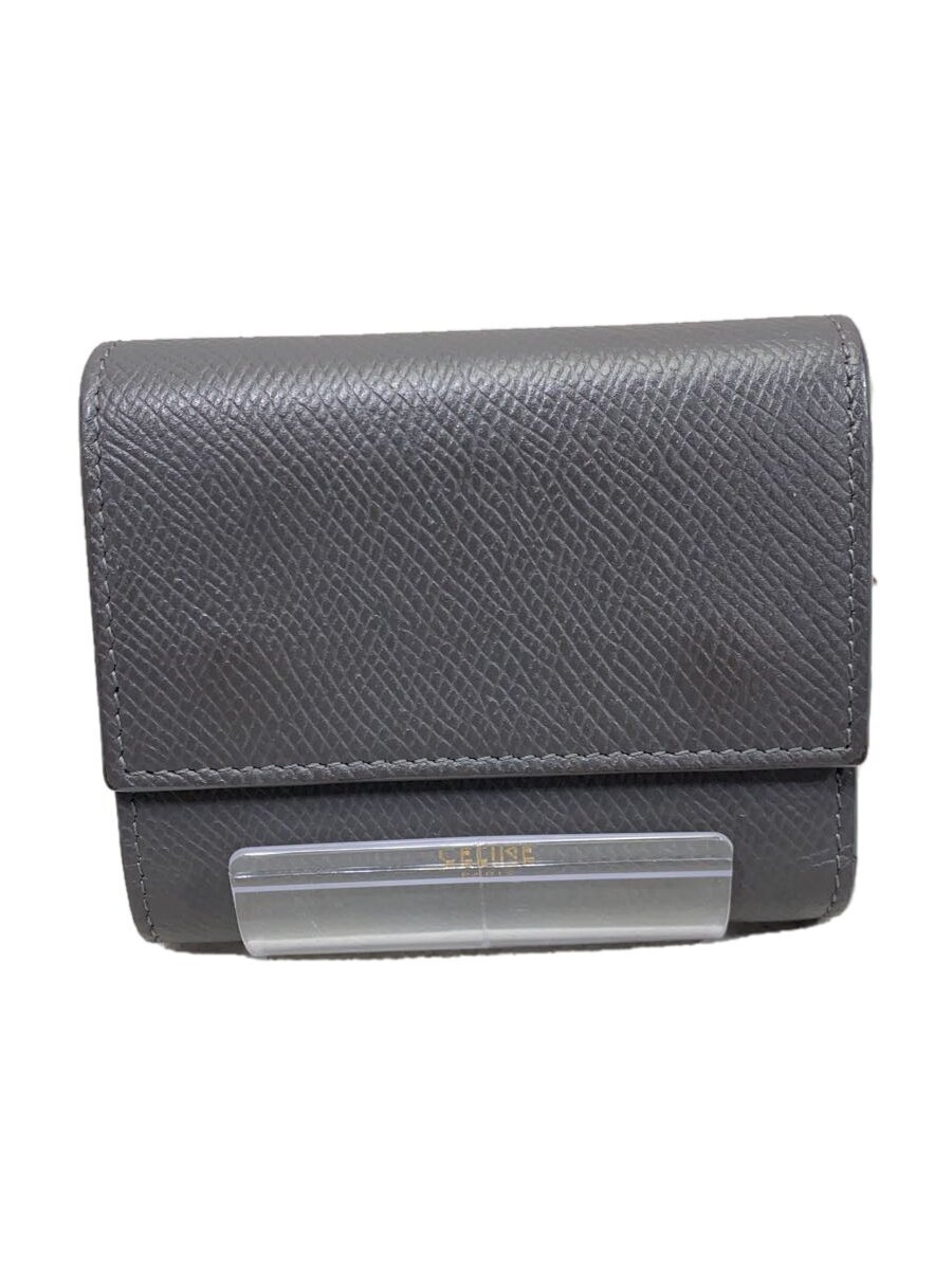 【中古】CELINE◆3つ折り銭入れ/なめし革/GRY/レディース/10B573BEL.10DC【服飾雑貨他】