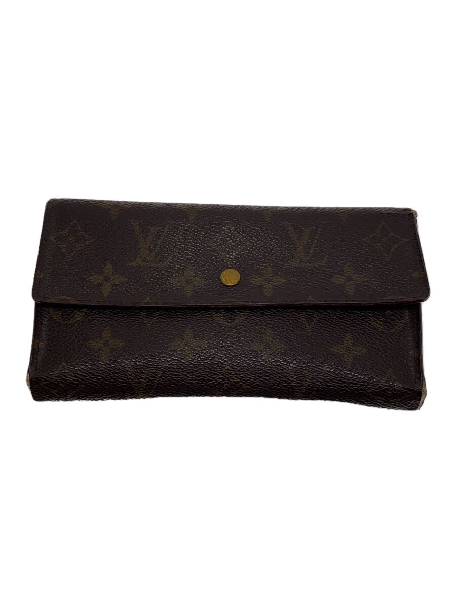 【中古】LOUIS VUITTON◆ポルト・トレゾール・インターナショナル_モノグラム・キャンバス_BRW/PVC/BRW/総柄/メンズ【服飾雑貨他】