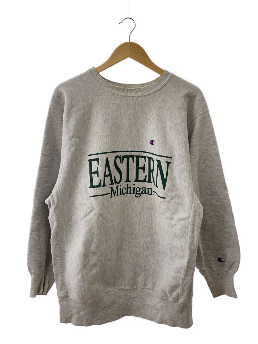 【中古】Champion◆90s USA製 REVERSE WEAVE EASTERN ミシガン湖 汗水/XXL/綿織物/薄墨色【メンズウェア】