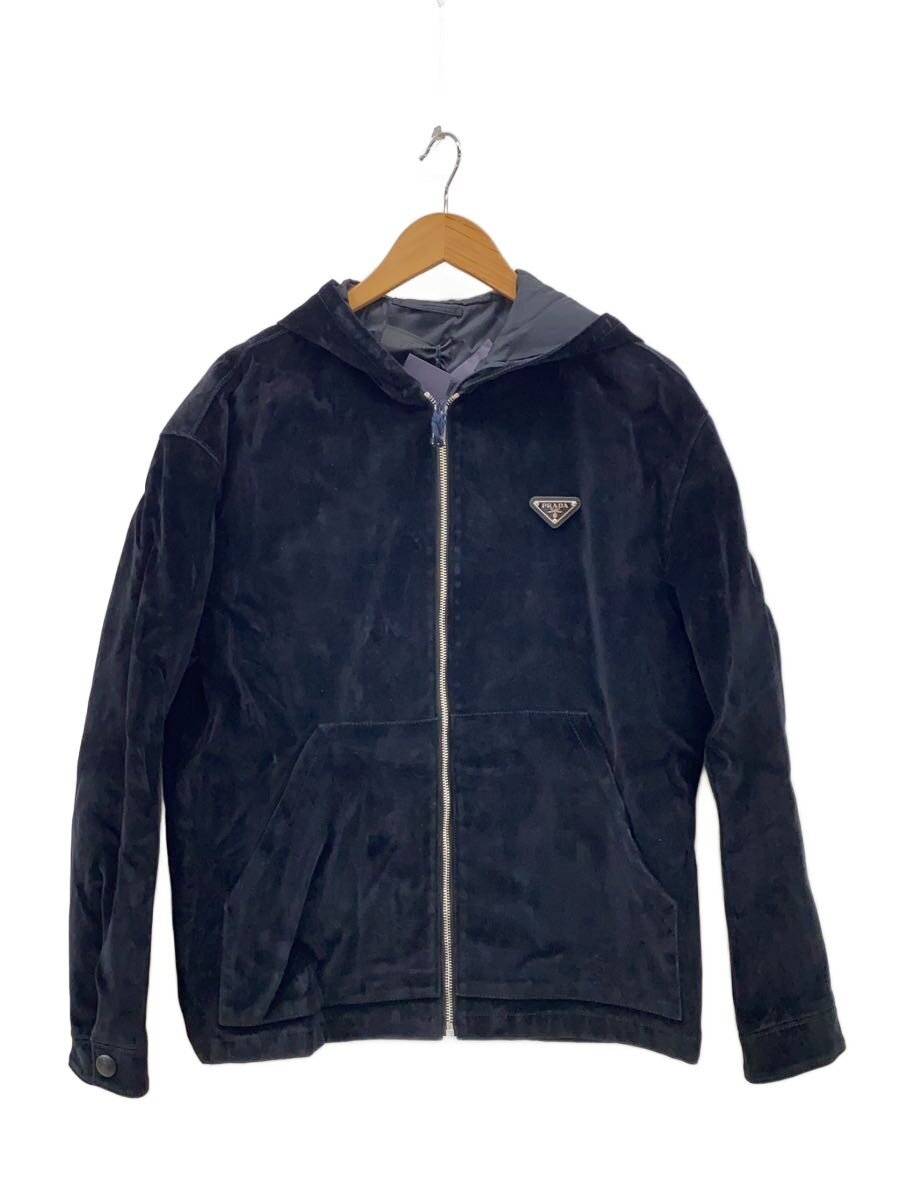 【中古】PRADA◆コットンベルベットブルゾン/引き舟付/XS/綿織物/BLK/SGC198【レディースお召しもの】