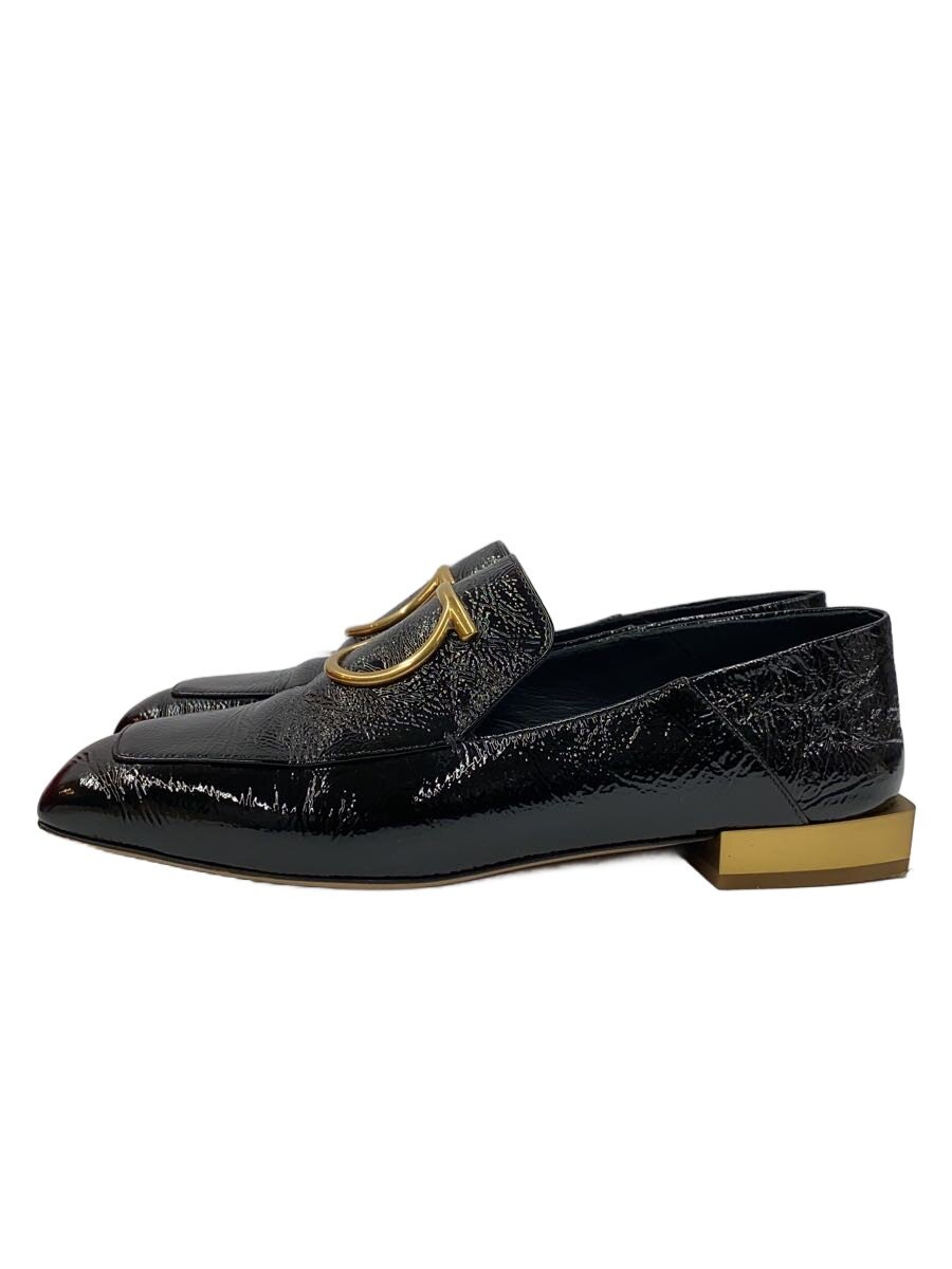 【中古】Salvatore Ferragamo◆LANA/置き目毛皮/23.5糎/黒/ガンチーニ/サルヴァトーレフェラガモ【シューズ】