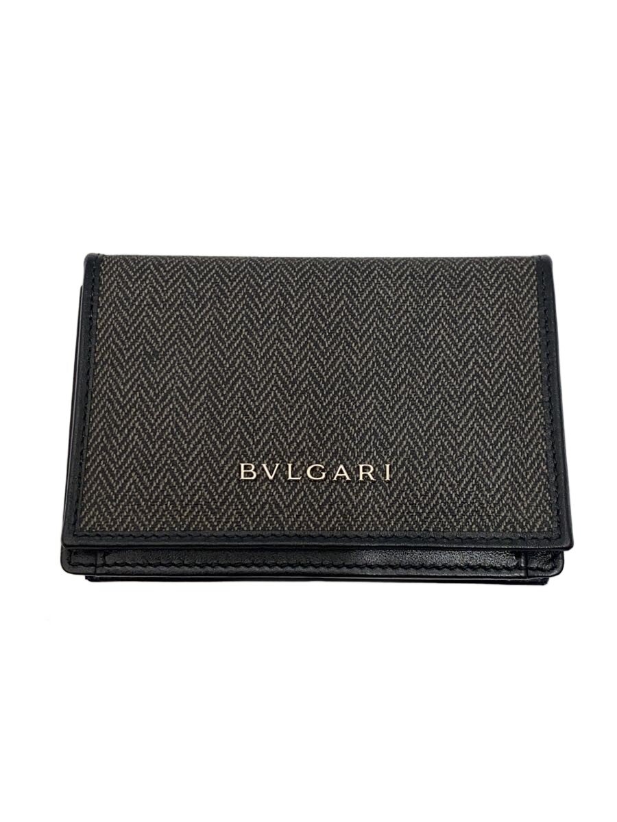 【中古】BVLGARI◆名刺入れ/歌留多入れもの/なめし革/GRY/メンズ/3191857Y【服飾雑貨他】