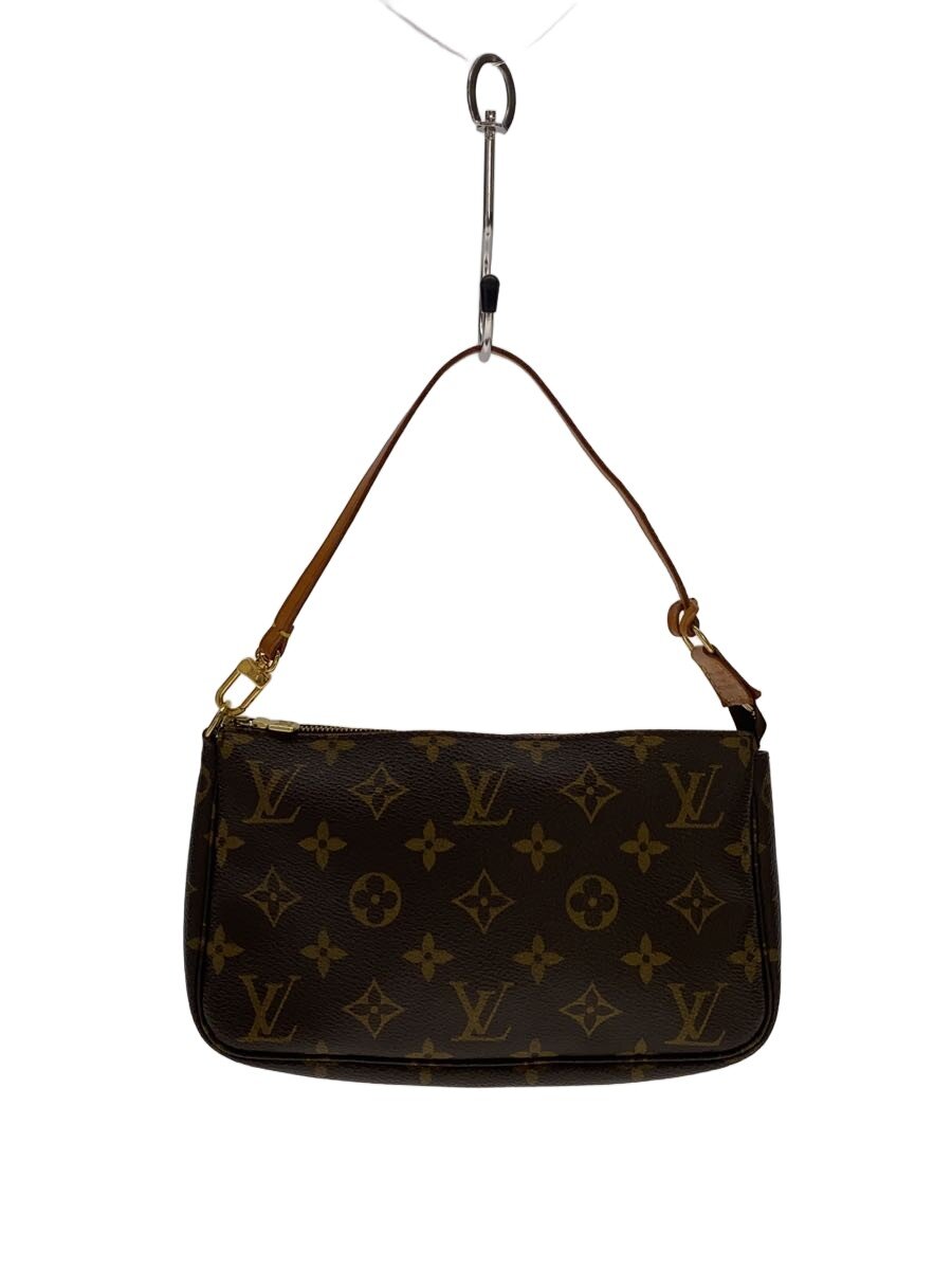 【中古】LOUIS VUITTON◆1)ポシェット・アクセソワール_モノグラム・帆布/PVC/BRW/総柄【御徒面子】