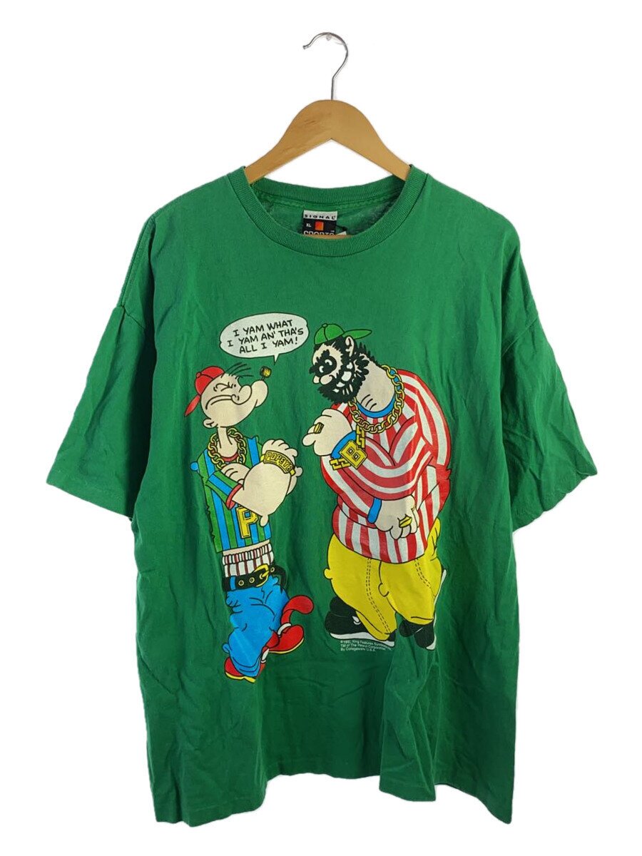 【中古】SIGNAL SPORTS/90s/ポパリア犬/シングル編み目/XL/綿織物/GRN【メンズウェア】