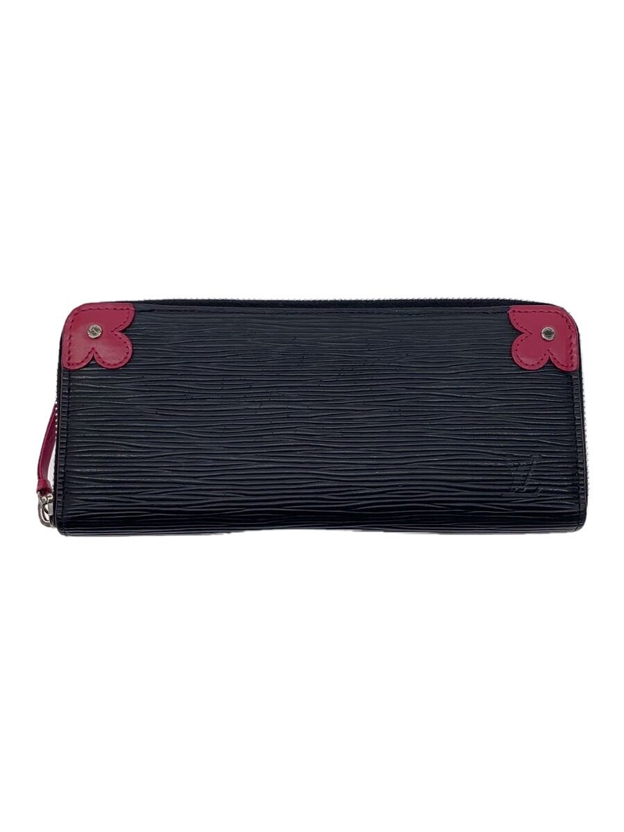 【中古】LOUIS VUITTON◆ポルト・フォイユ・クレマンス_エピ_BLK/牛革/ブラック/レディース【服飾雑貨他】