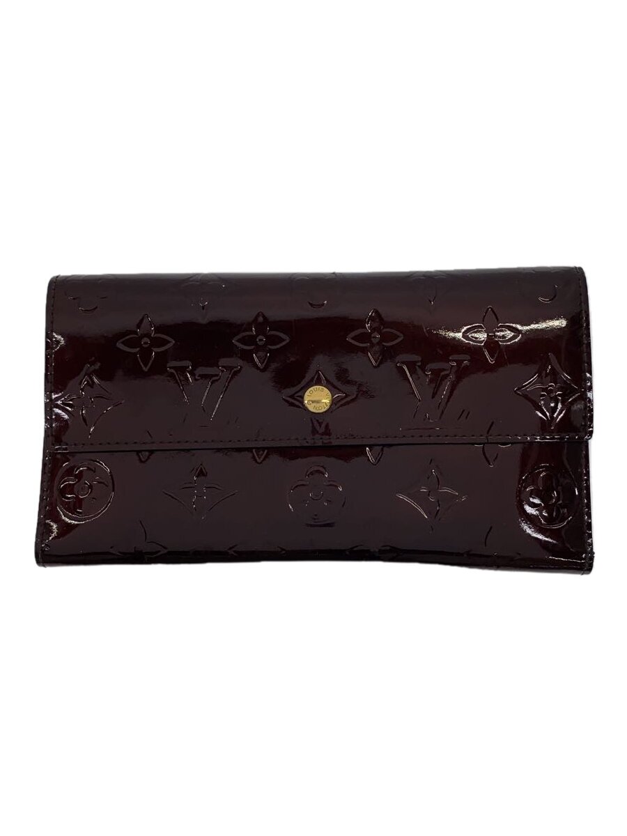 【中古】LOUIS VUITTON◆ポルト・トレゾール・インターナショナル_モノグラム・ヴェルニ_RED/エナメル/BRD/レディース【服飾雑貨他】