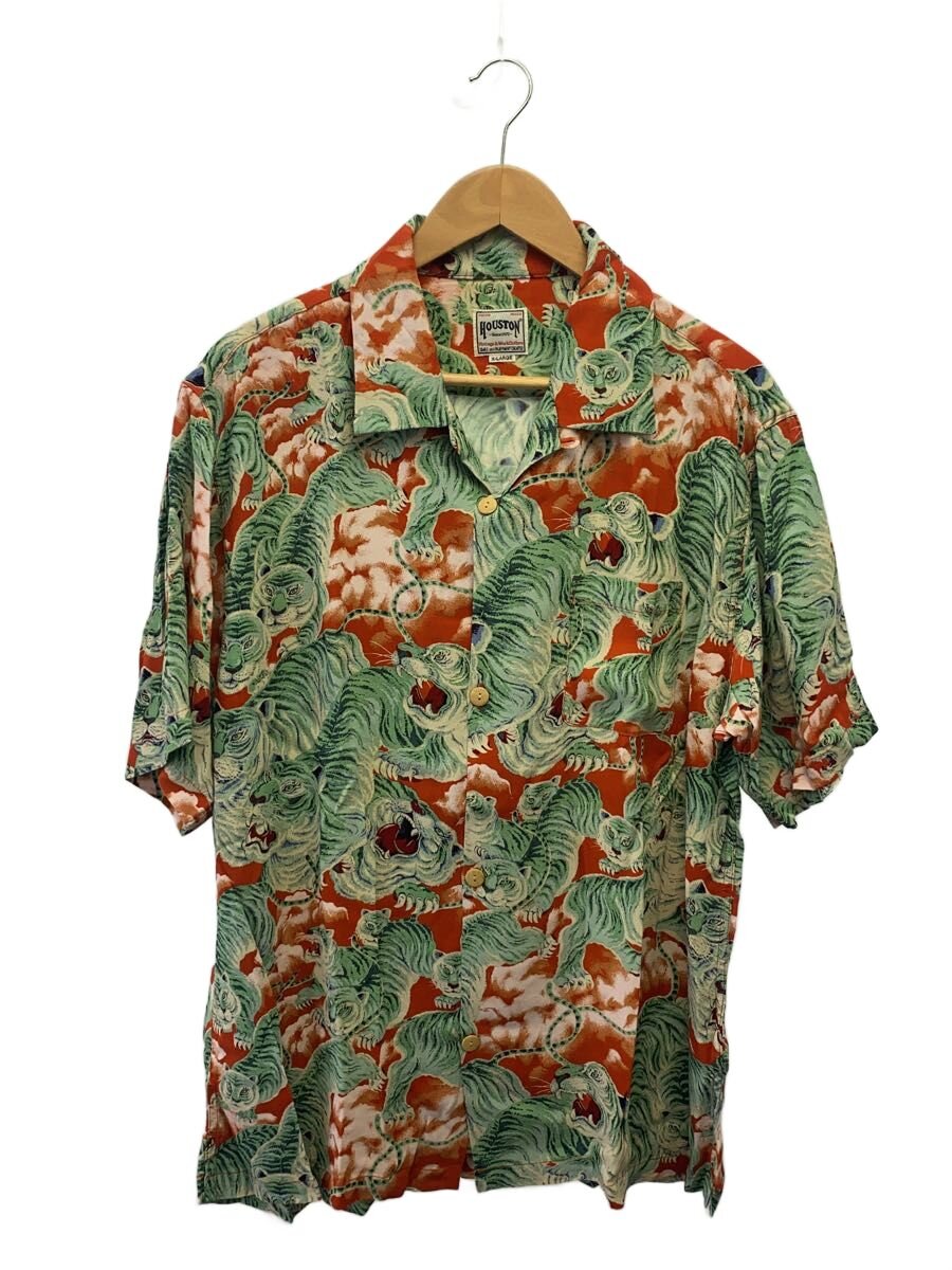 【中古】HOUSTON◆半袖プルオーバー/XL/人絹/マルチ色合い/総柄/百虎【メンズウェア】