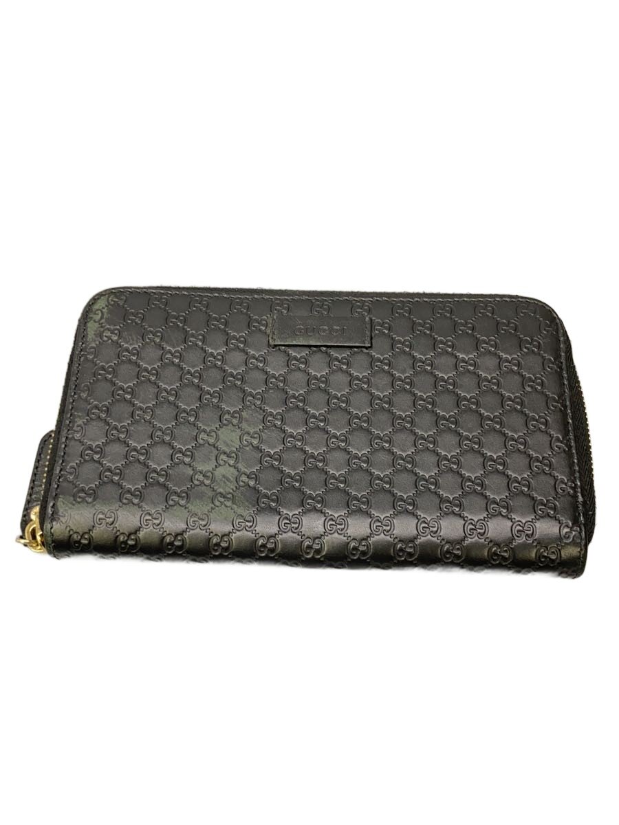 【中古】GUCCI◆長紙入れ/なめし革/BLK/総柄/メンズ/マイクロシマ/まとめ役【服飾雑貨他】