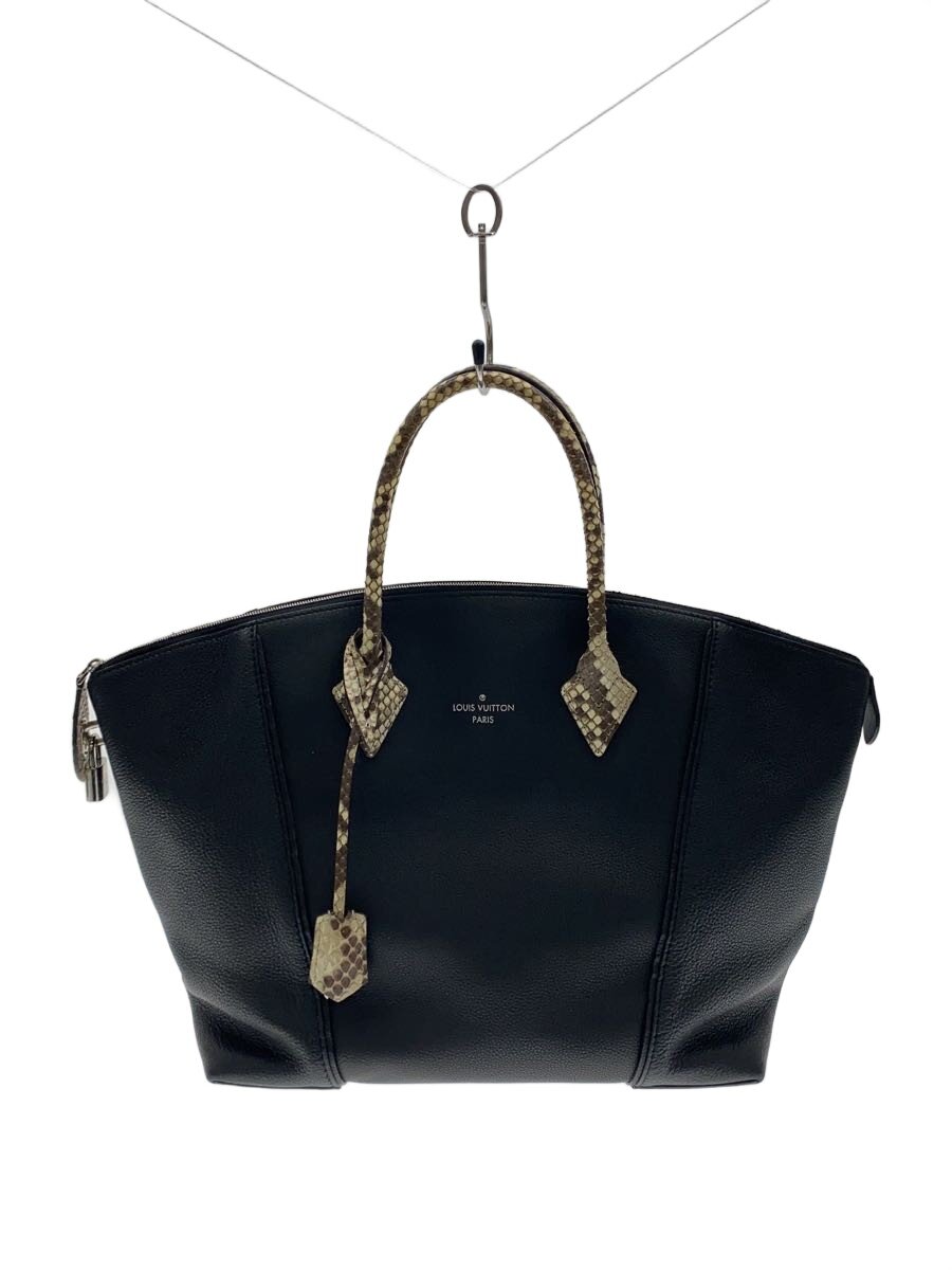 【中古】LOUIS VUITTON◆鍵を掛けるイットMM_トリヨン_パイソンハンドル/なめし革/BLK【御徒面子】