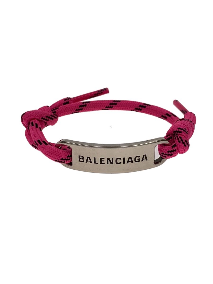 【中古】BALENCIAGA◆バングル/ロゴタイプ一皿/腕輪/PNK/レディース/くすみあり/スレ傷あり//【服飾雑貨他】