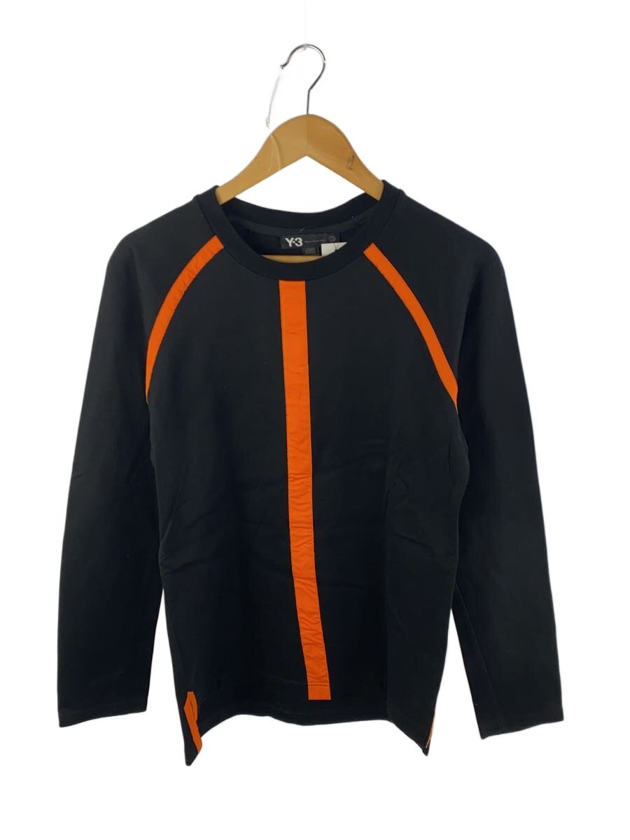 【中古】Y-3◆長袖プルオーバー/S/綿織物/BLK/M38043/ネオンカラーテープデザインカットソー【メンズウェア】