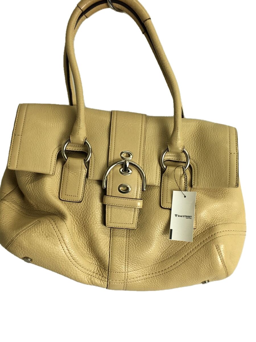 【中古】COACH◆ハンドバック/なめし革/IVO/無地//【御徒面子】