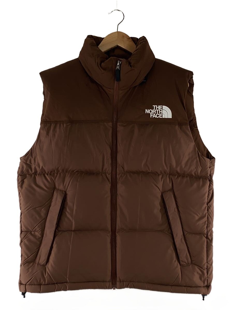 【中古】THE NORTH FACE◆NUPTSE VEST_ヌプシベスト/L/ナイロン/BRW/無地【メンズウェア】