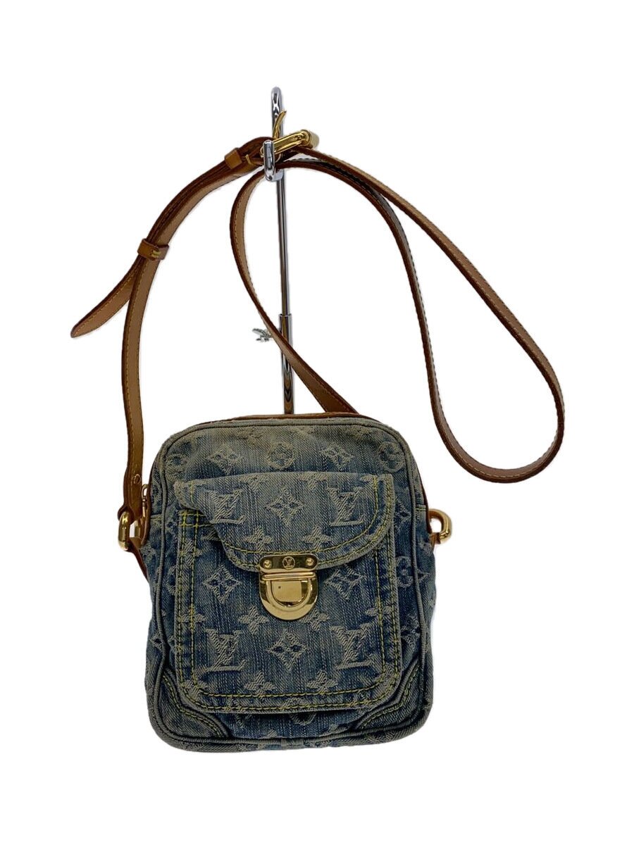 【中古】LOUIS VUITTON◆写真機御徒面子_モノグラム・ジーンズ_BLU/ジーンズ/BLU/総柄【御徒面子】