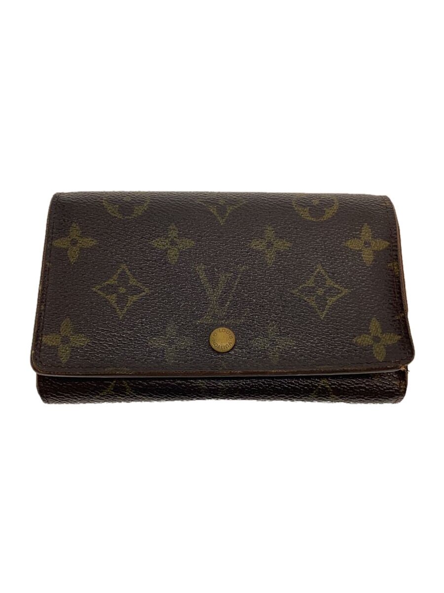 【中古】LOUIS VUITTON◆2)ポルト・フォイユ・トレゾール_モノグラム・帆布/PVC/赤銅色/モノグラム/レディース【服飾雑貨他】