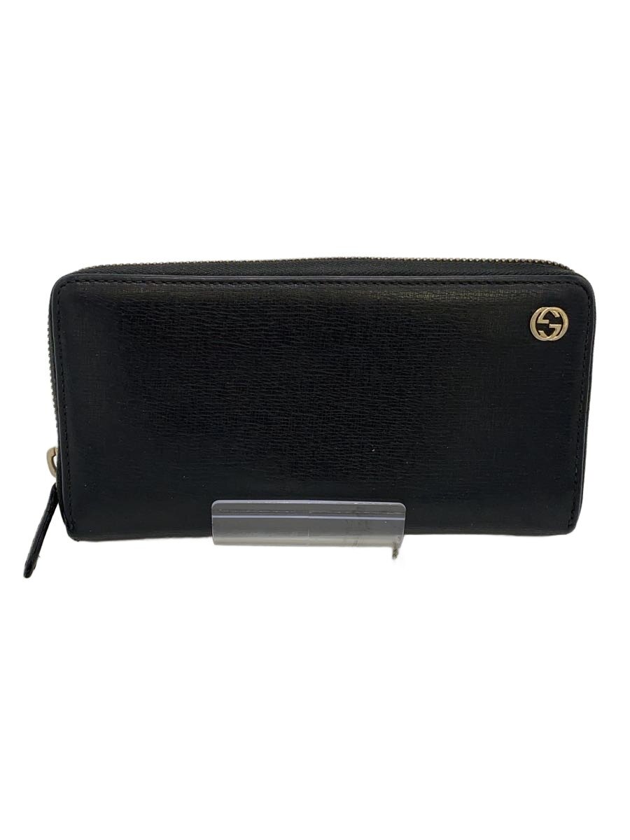【中古】GUCCI◆長銭入れ/なめし革/BLK/メンズ//【服飾雑貨他】