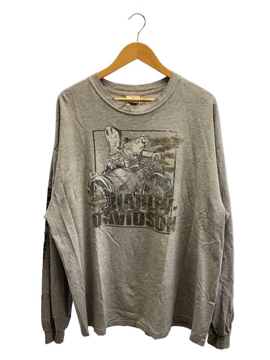 【中古】HARLEY DAVIDSON◆looney tunes/USA製/長袖プルオーバー/XXL/綿織物/GRY/刷り上げる【メンズウェア】