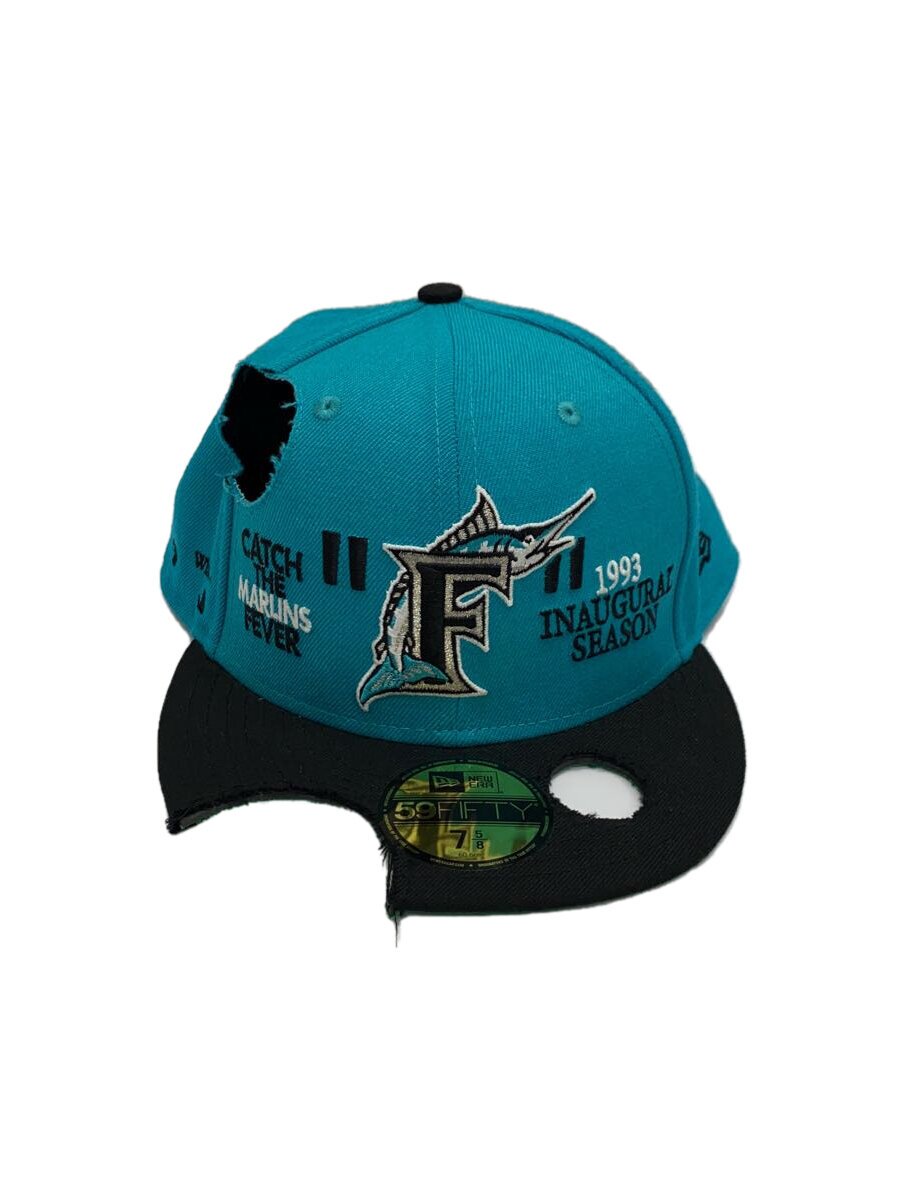 【中古】NEW ERA◆旗がしら/7 5/8/羊毛/BLU/メンズ/MLB/MIAMI MARLINS//【服飾雑貨他】