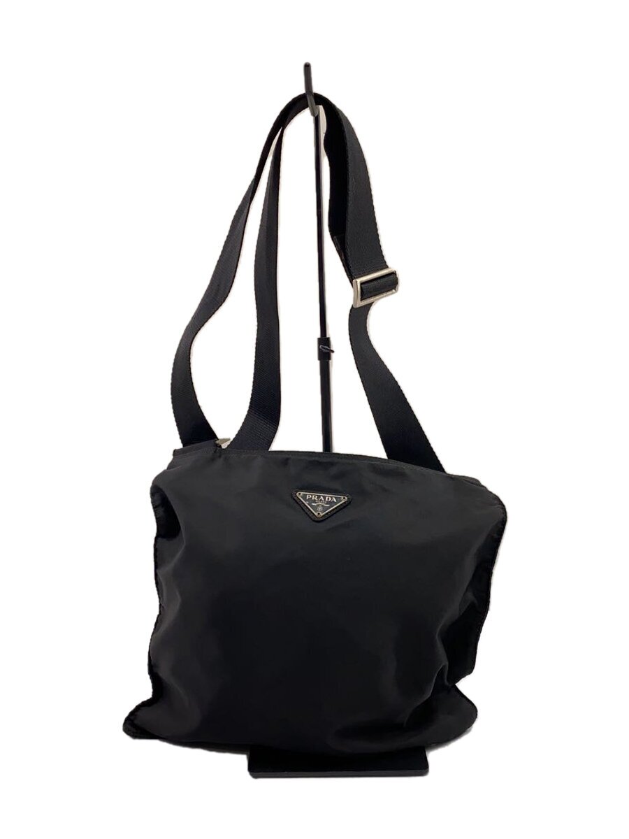 【中古】PRADA◆ショルダーバッグ/--/BLK/無地【御徒面子】