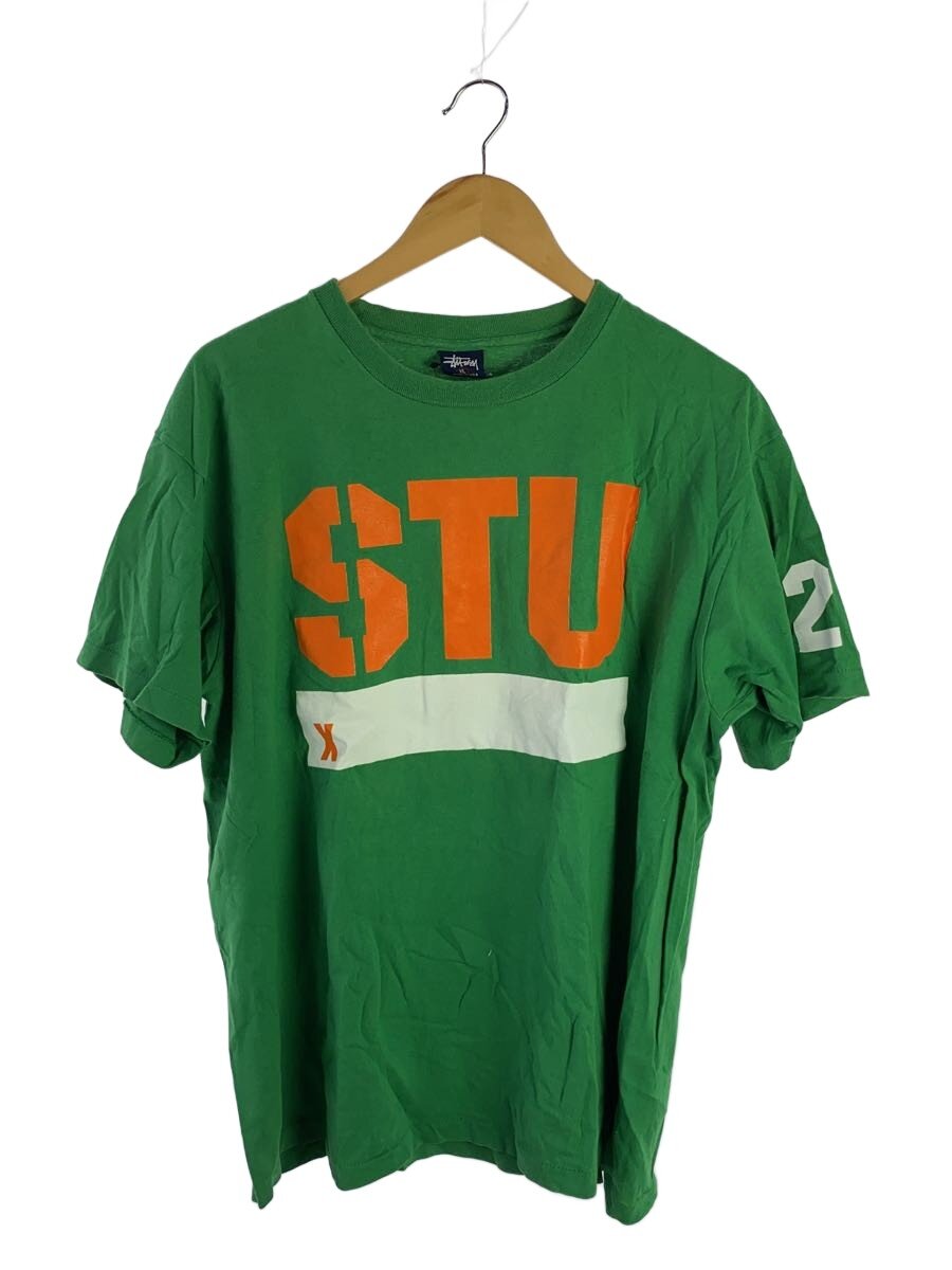 【中古】STUSSY◆90s/USA製/紺引き舟/プルオーバー/XL/綿織物/緑であること/刷り上げる【メンズウェア】