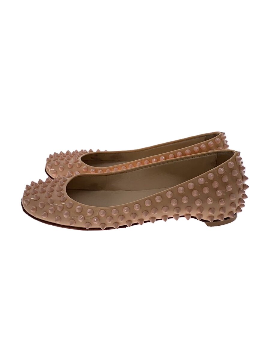 【中古】Christian Louboutin◆平ったいパンプス/スタッズ/35.5/BEG/エナメル//【シューズ】