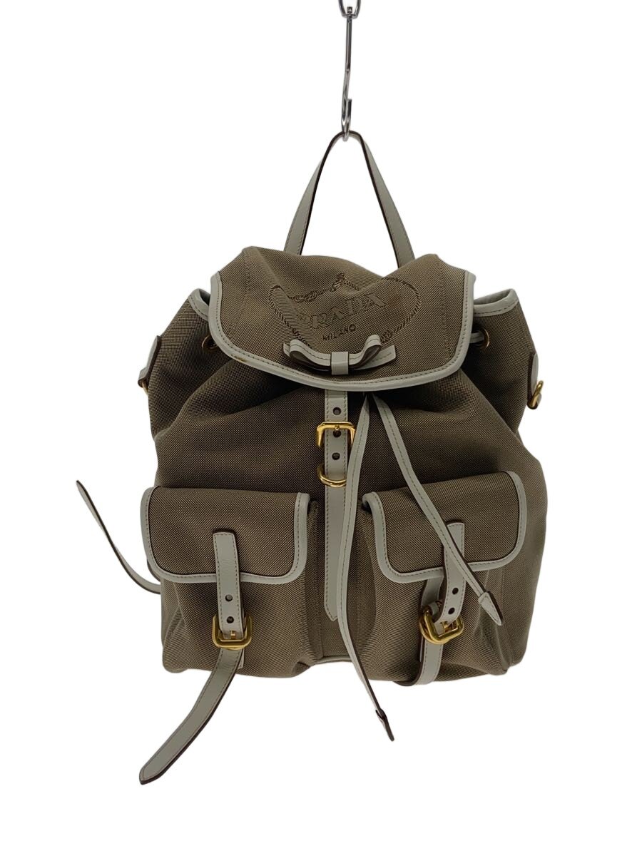 【中古】PRADA◆背嚢/帆布/BEG/1BZ006【御徒面子】