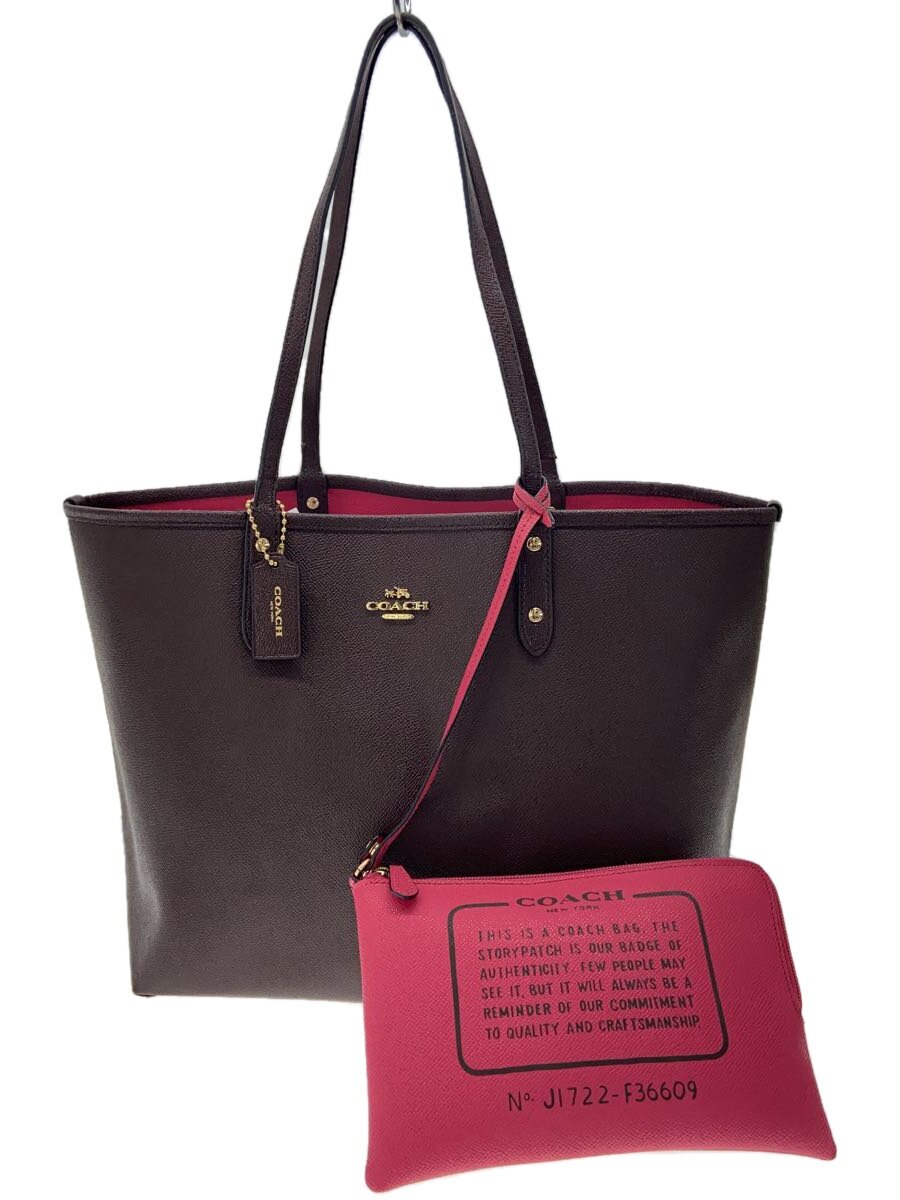 【中古】COACH◆ハンドバック/なめし革/BRW/F36609【御徒面子】