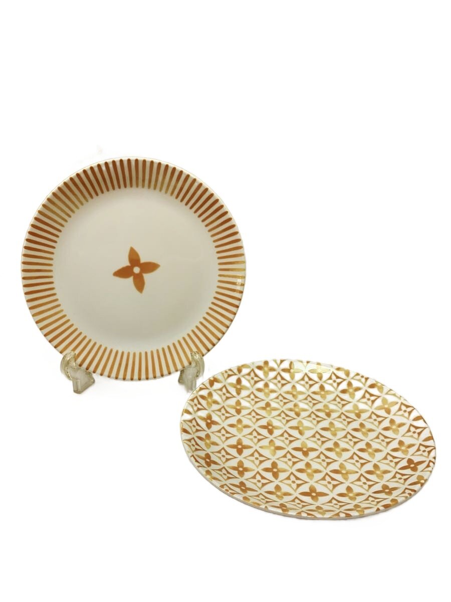 【中古】LOUIS VUITTON◆一皿/Set Of 2 Side Plates Monogram Flower /2点書き割り/WHT/R9575【勝手もと装置】