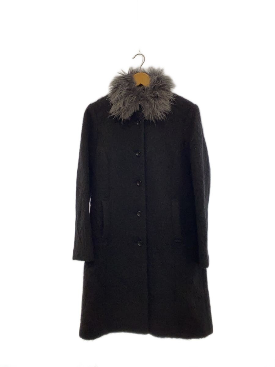 【中古】INDIVI◆厚地の外套/38/羊毛/BLK/無地/127-97056【レディース御召しもの】