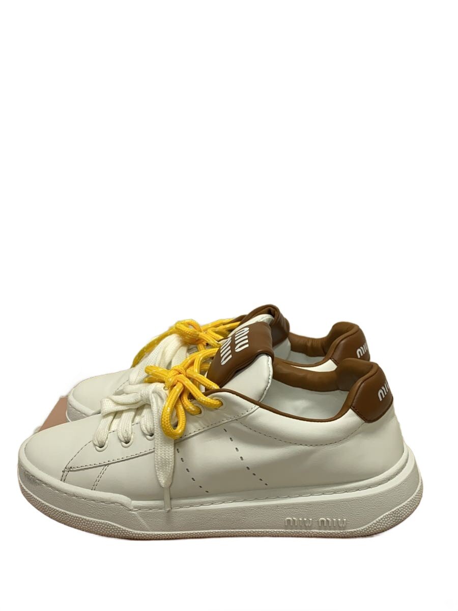 【中古】MIU MIU◆ローカットスニーカー/24.5珊/WHT/なめし革/5E387E【シューズ】