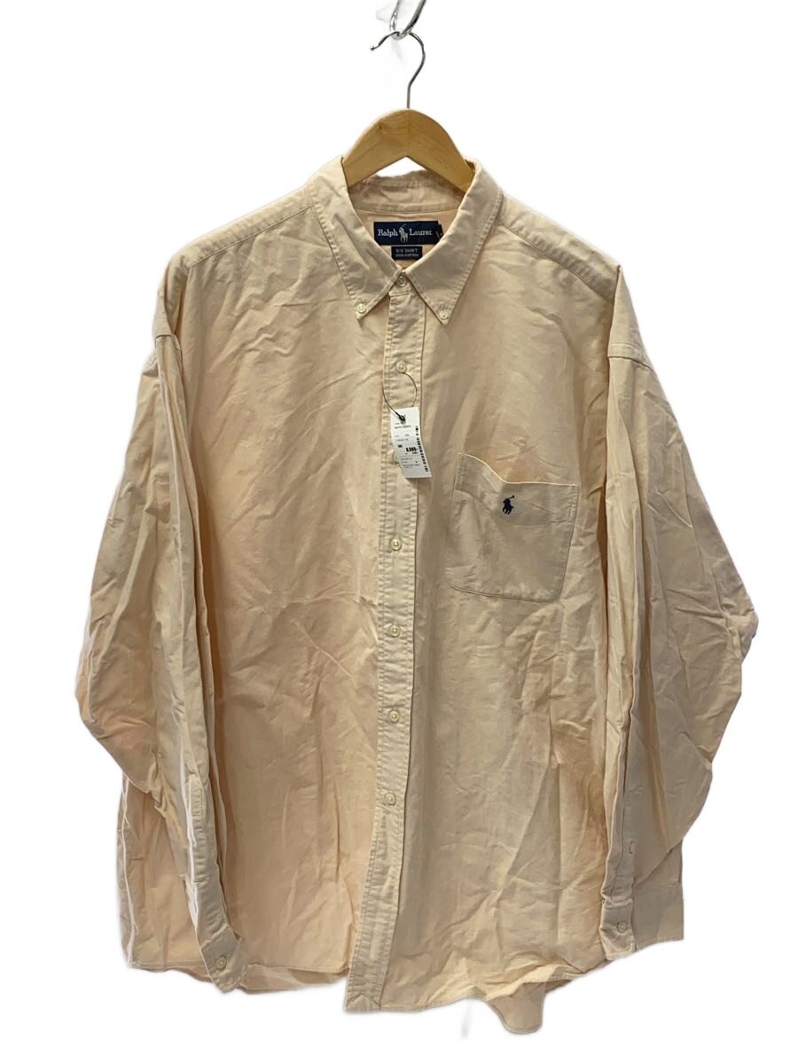 【中古】RALPH LAUREN◆90s/BIG SHIRT/長袖プルオーバー/XXL/綿織物/BEG【メンズウェア】