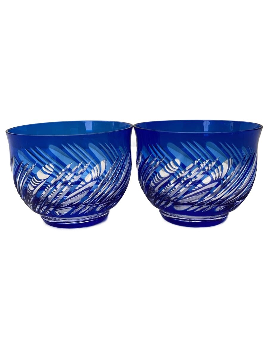 【中古】薩摩切子◆グラス/2点セット/BLU【キッチン用品】