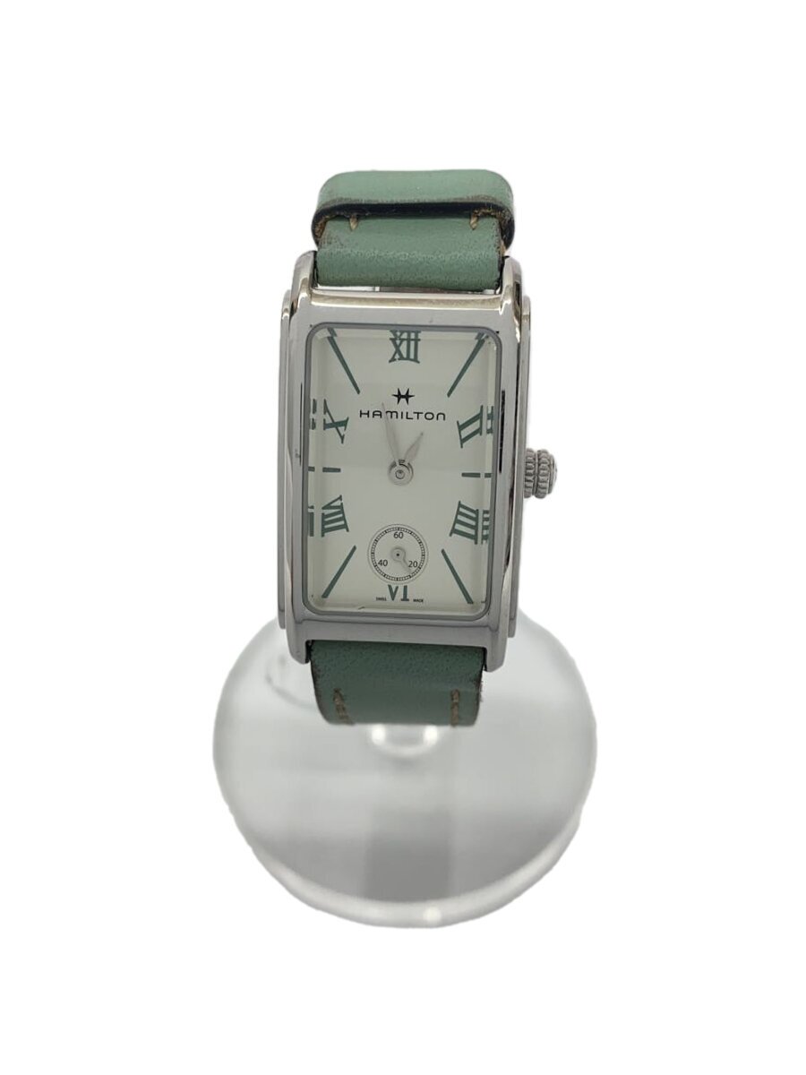 【中古】HAMILTON◆石英ウォッチ/アナログ/なめし革/SLV/GRN/H112210【服飾雑貨他】
