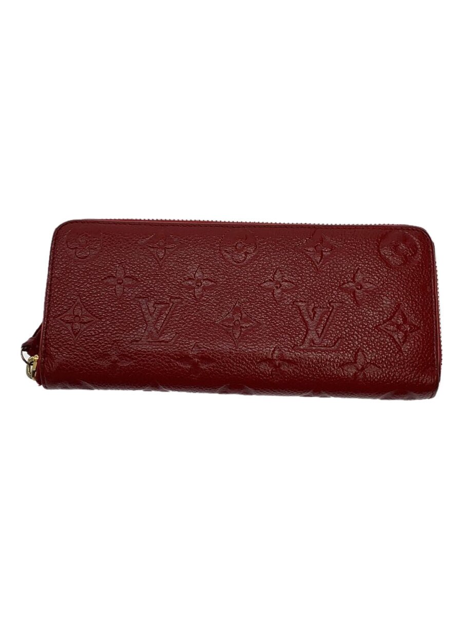 【中古】LOUIS VUITTON◆ポルト・フォイユ・クレマンス_モノグラム・アンプラント_RED/レザー/RED/レディース/M60169【服飾雑貨他】