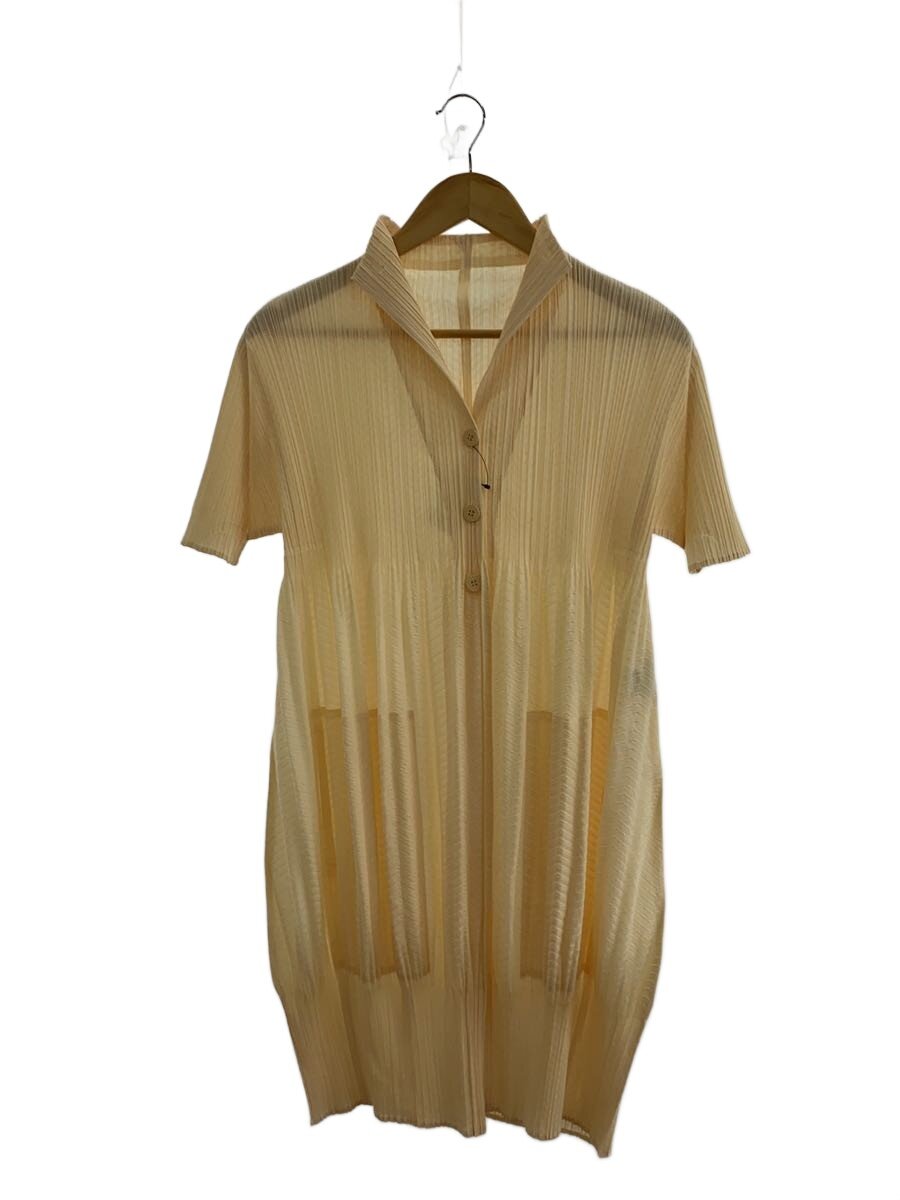 【中古】PLEATS PLEASE ISSEY MIYAKE◆半袖ワンピース/--/ポリエステル/IVO/無地/PP21-JA721【レディースウェア】|2nd STREET 店