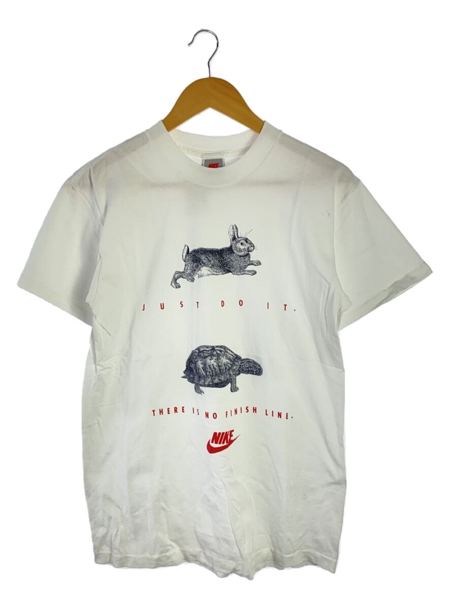 【中古】NIKE◆90s/USA製/ウサギト亀/プルオーバー/M/綿織物/WHT/刷り上げる//【メンズウェア】