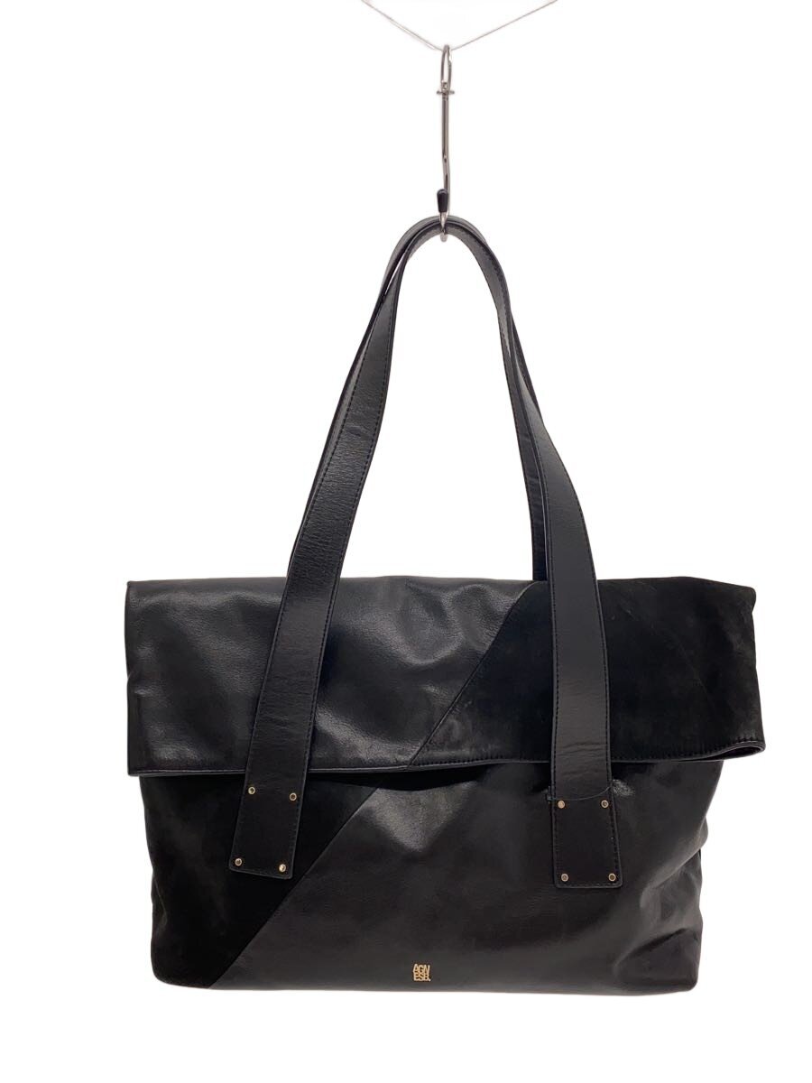 【中古】agnes b VOYAGE◆トートバッグ/なめし革/BLK【御徒面子】