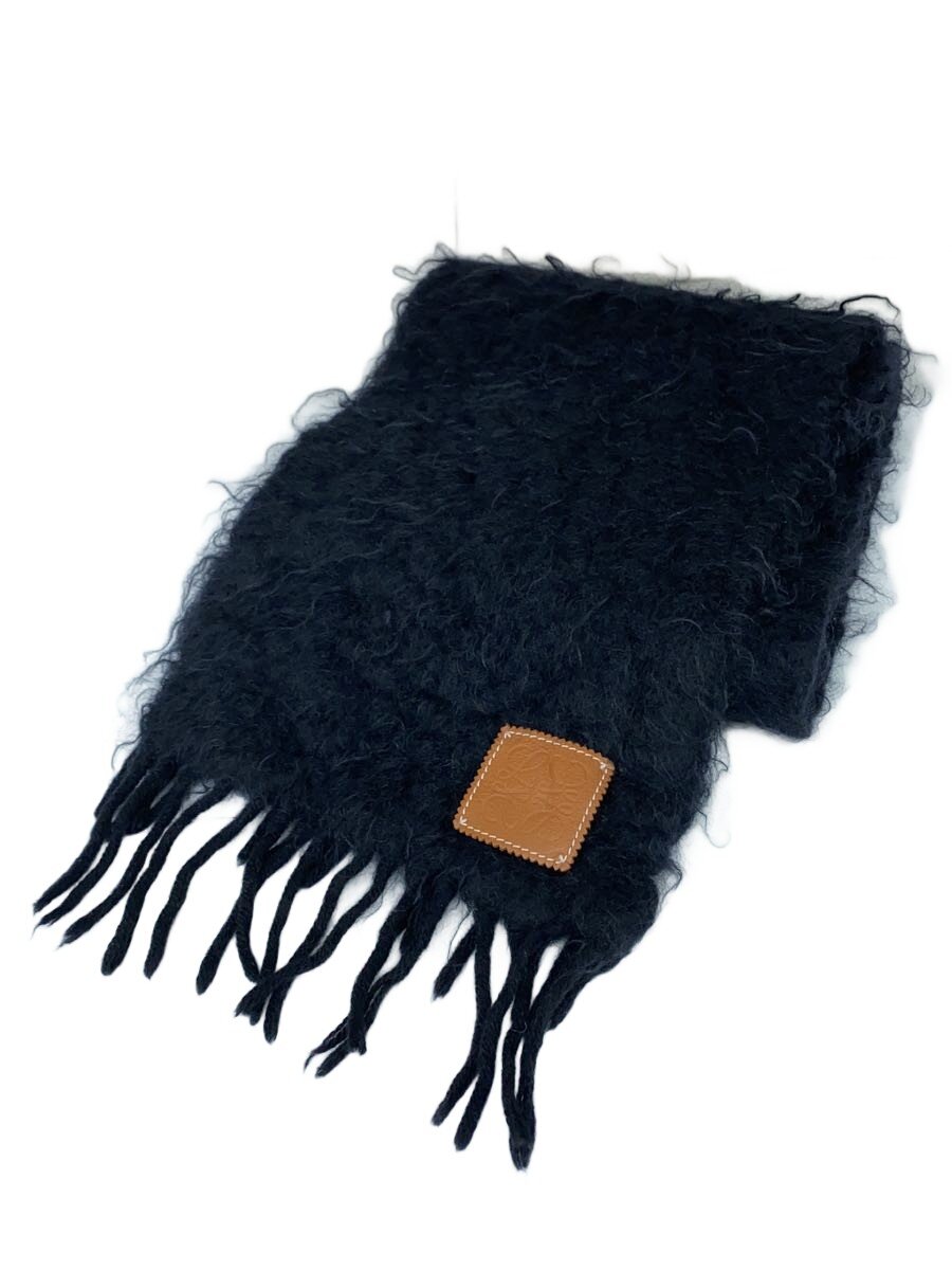 【中古】LOEWE◆Mohair Scarf/えり巻き/モヘヤ/BLK/レディース/F655254X01【服飾雑貨他】
