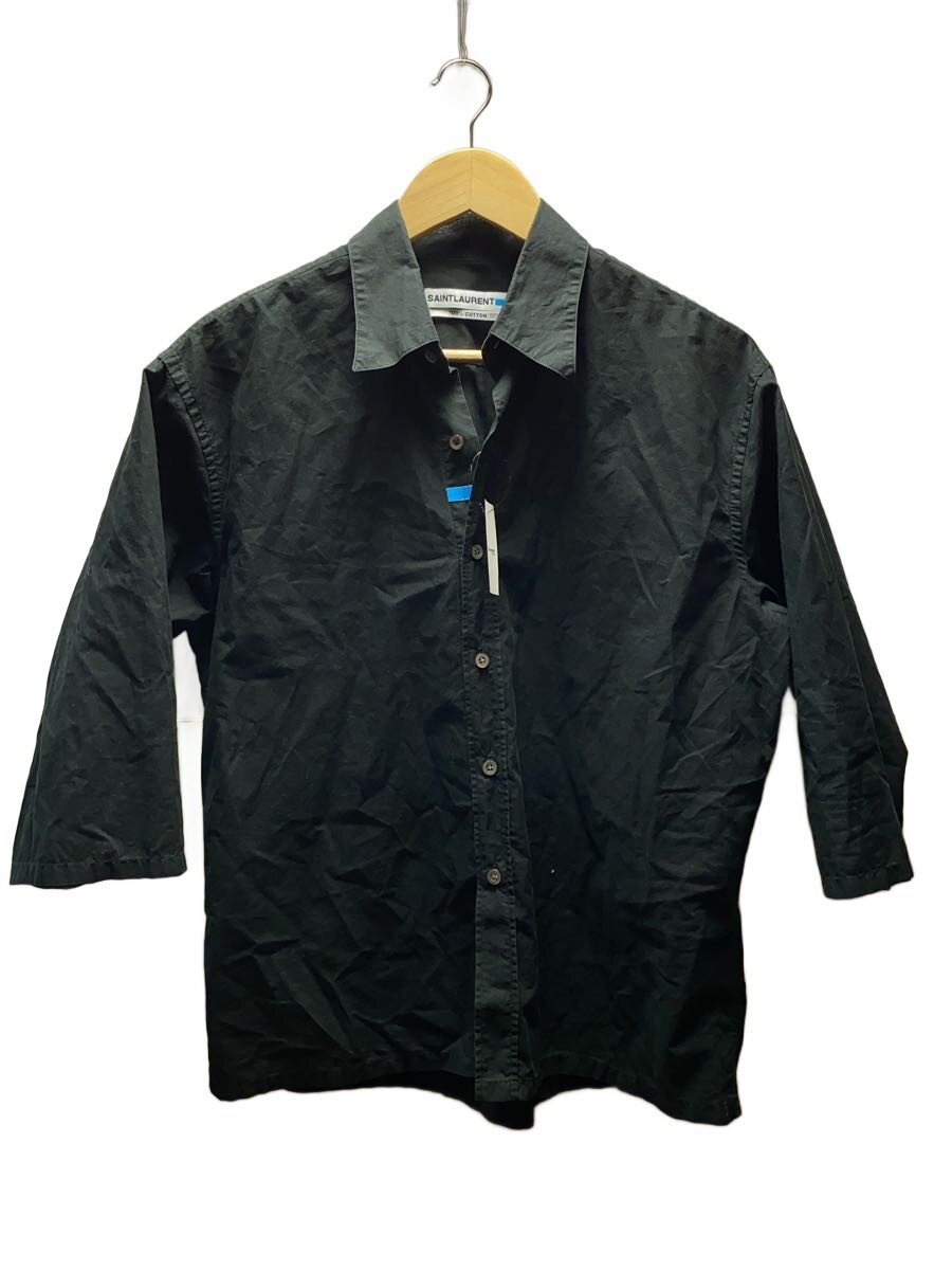 【中古】SAINT LAURENT◆7分袖プルオーバー/L/綿織物/BLK/無地/YF30A708【メンズウェア】