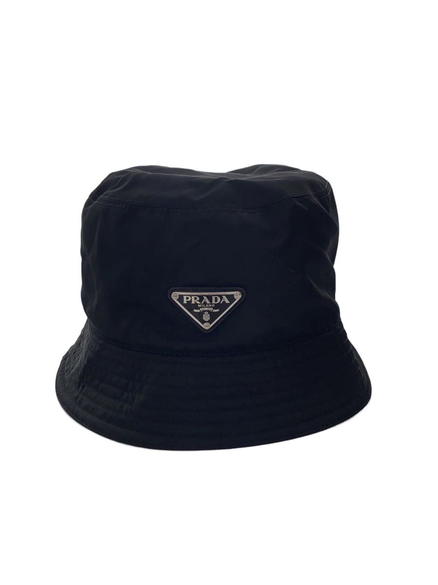 【中古】PRADA◆３角形ロゴタイプ/井戸釣瓶かぶり笠/L/ナイロン/BLK/無地/メンズ/2HC137【服飾雑貨他】