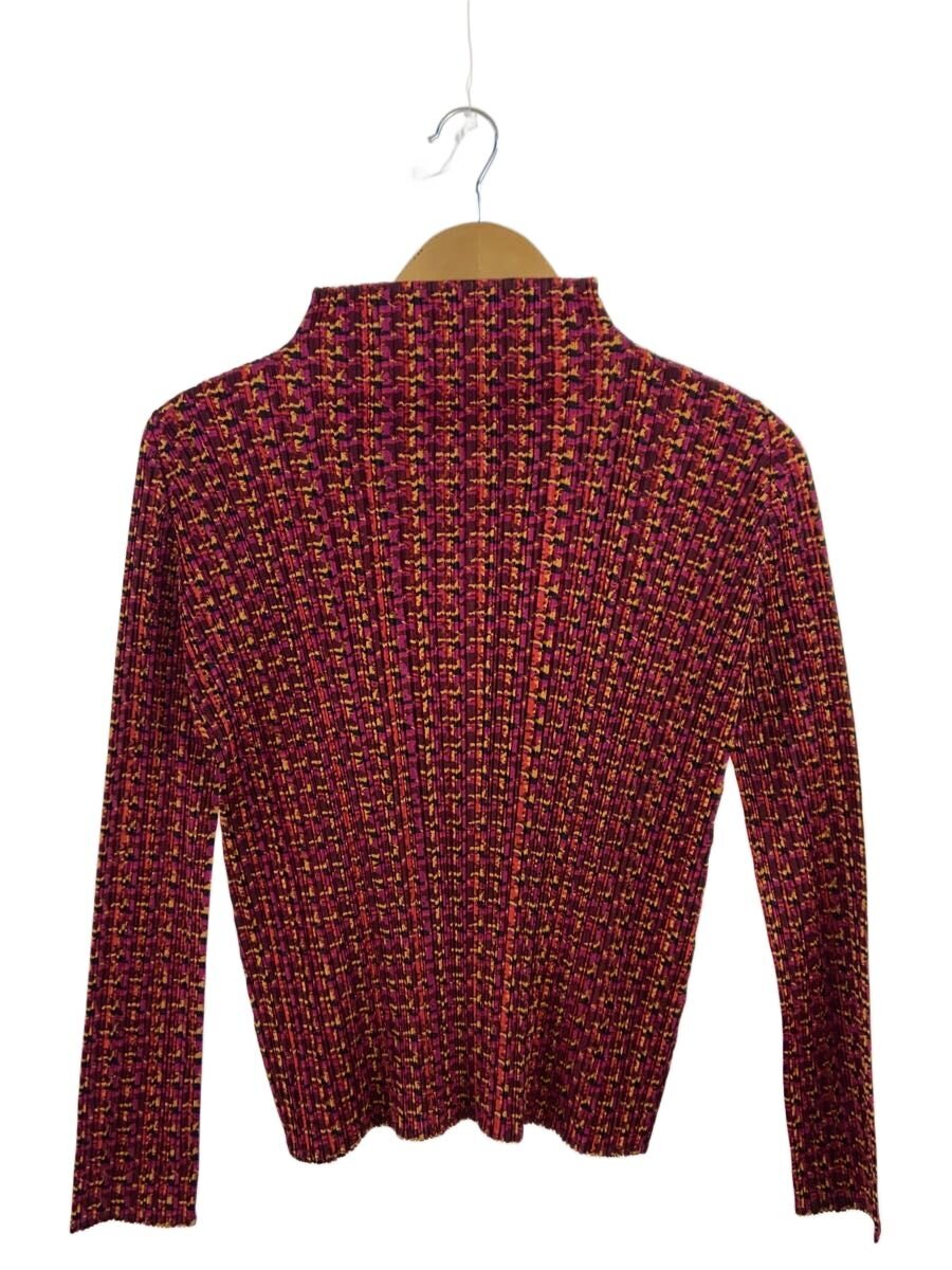 【中古】PLEATS PLEASE ISSEY MIYAKE◆長袖トップ/3/ポリエステル/RED/総柄/PP43-JK895【レディースお召しもの】