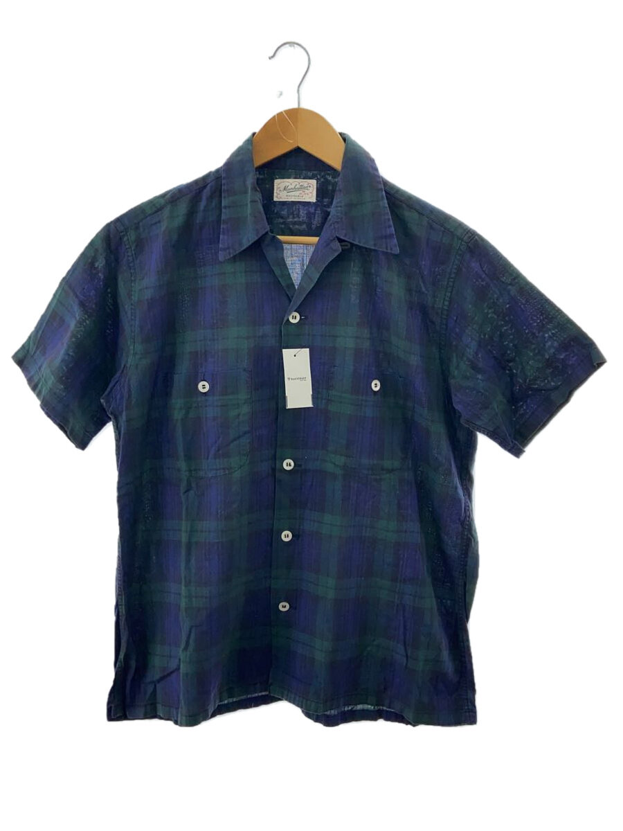 【中古】MANHATTAN◆50S～60S/ブラックウォッチ/HALF SLEEVE/オープンカラー/M/コットン/GRN/チェック//【メンズウェア】｜2ｎｄ STREET 店