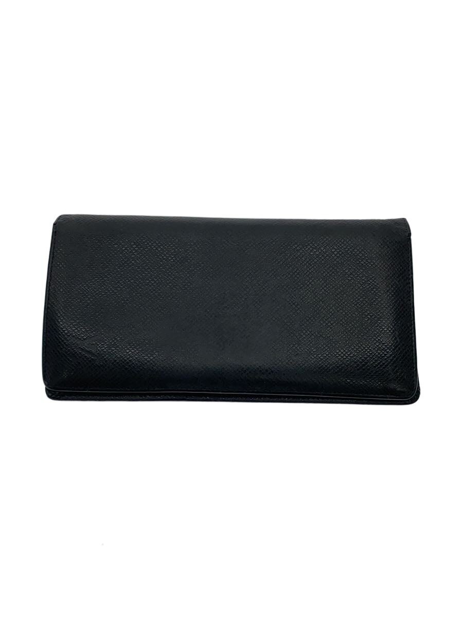 【中古】LOUIS VUITTON◆ポルト・フォイユ・ブラザ_タイ王国ガ/牛皮/BLK/メンズ【服飾雑貨他】