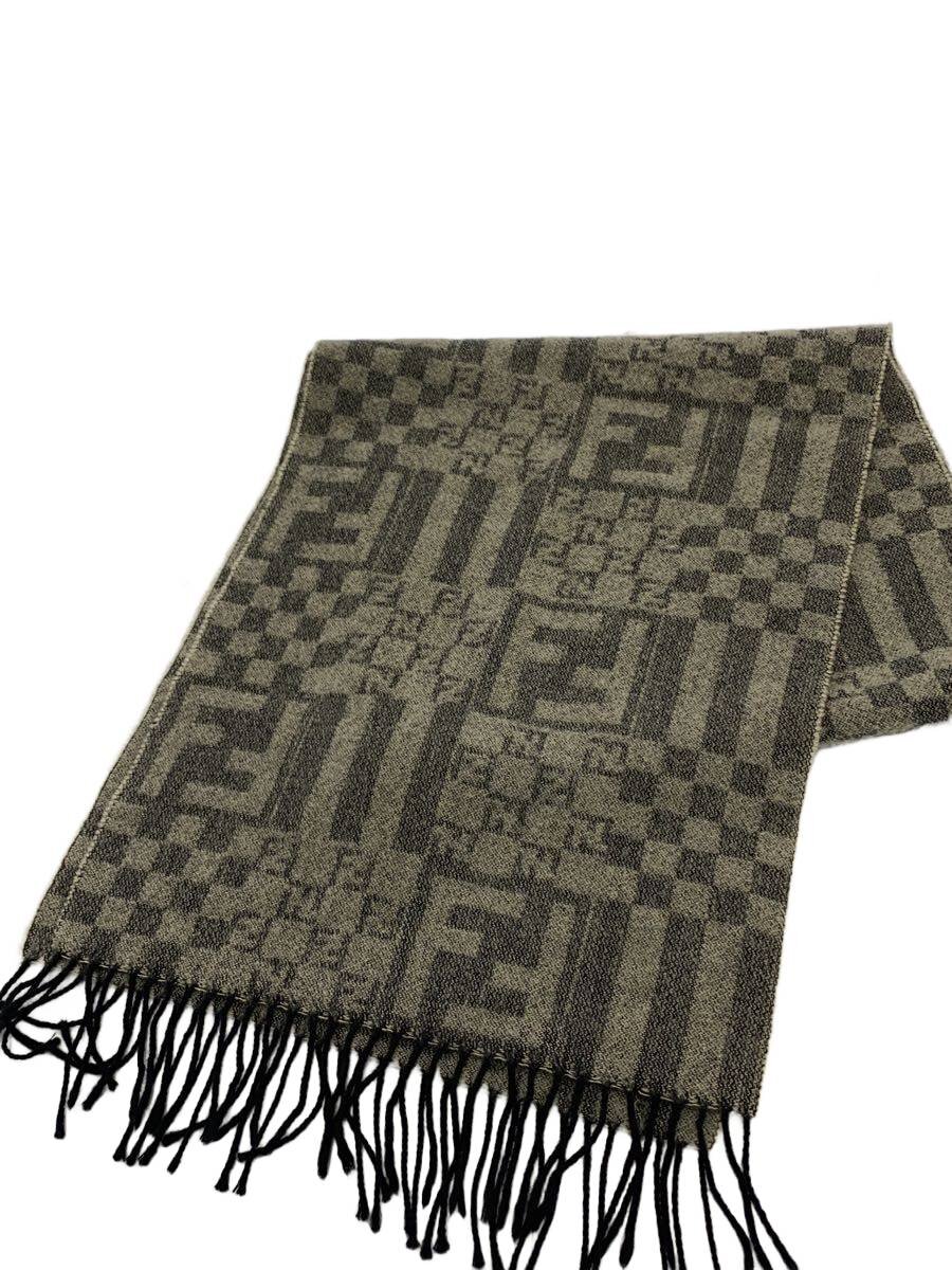 【中古】FENDI◆えり巻き/羊毛/GRY/メンズ【服飾雑貨他】