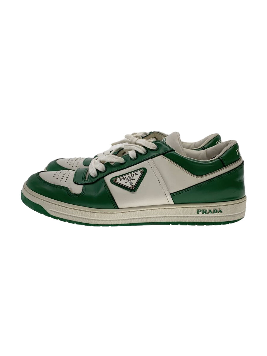 【中古】PRADA◆DOWNTOWN/落ちこむ町/ローカットスニーカー/UK8/GRN/なめし革/2EE364【シューズ】