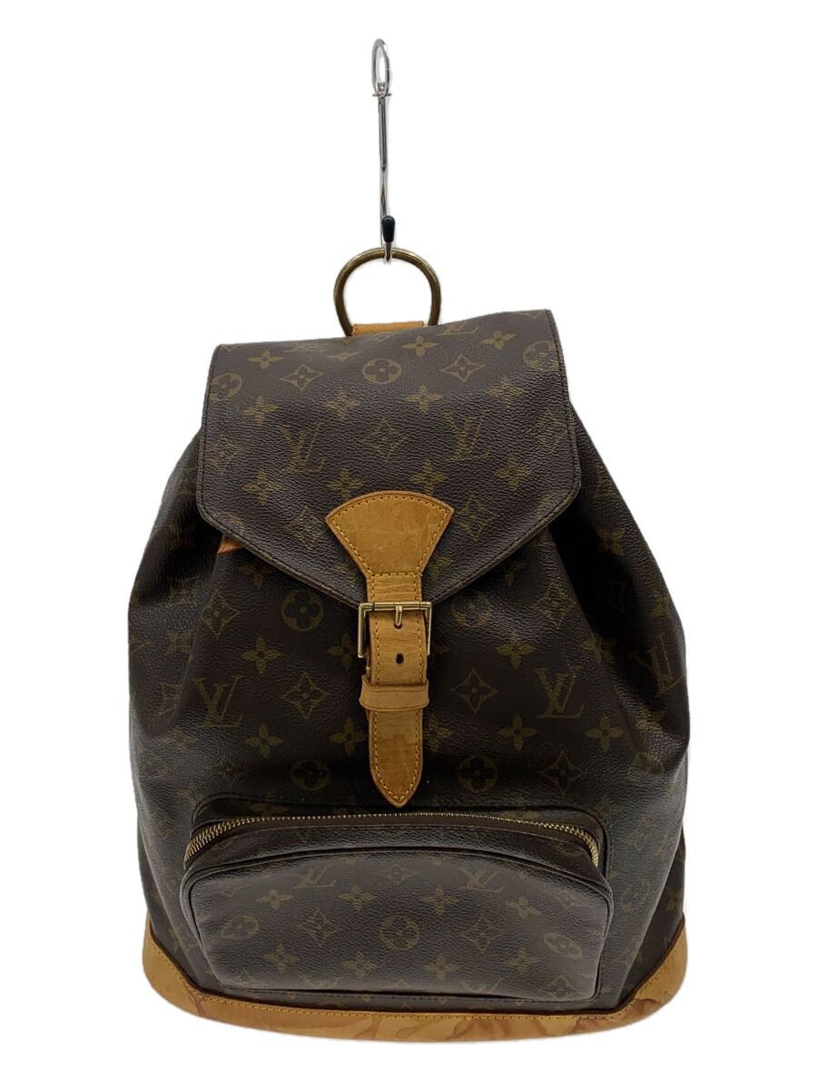 【中古】LOUIS VUITTON◆モン掏摸_モノグラム・帆布/PVC/BRW/総柄【御徒面子】