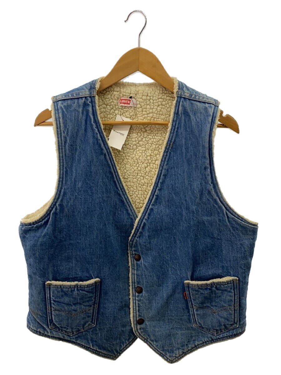 【中古】Levi’s◆70s/デニムボアベスト/L/--/BLU/無地/60605-0213/USA製【メンズウェア】