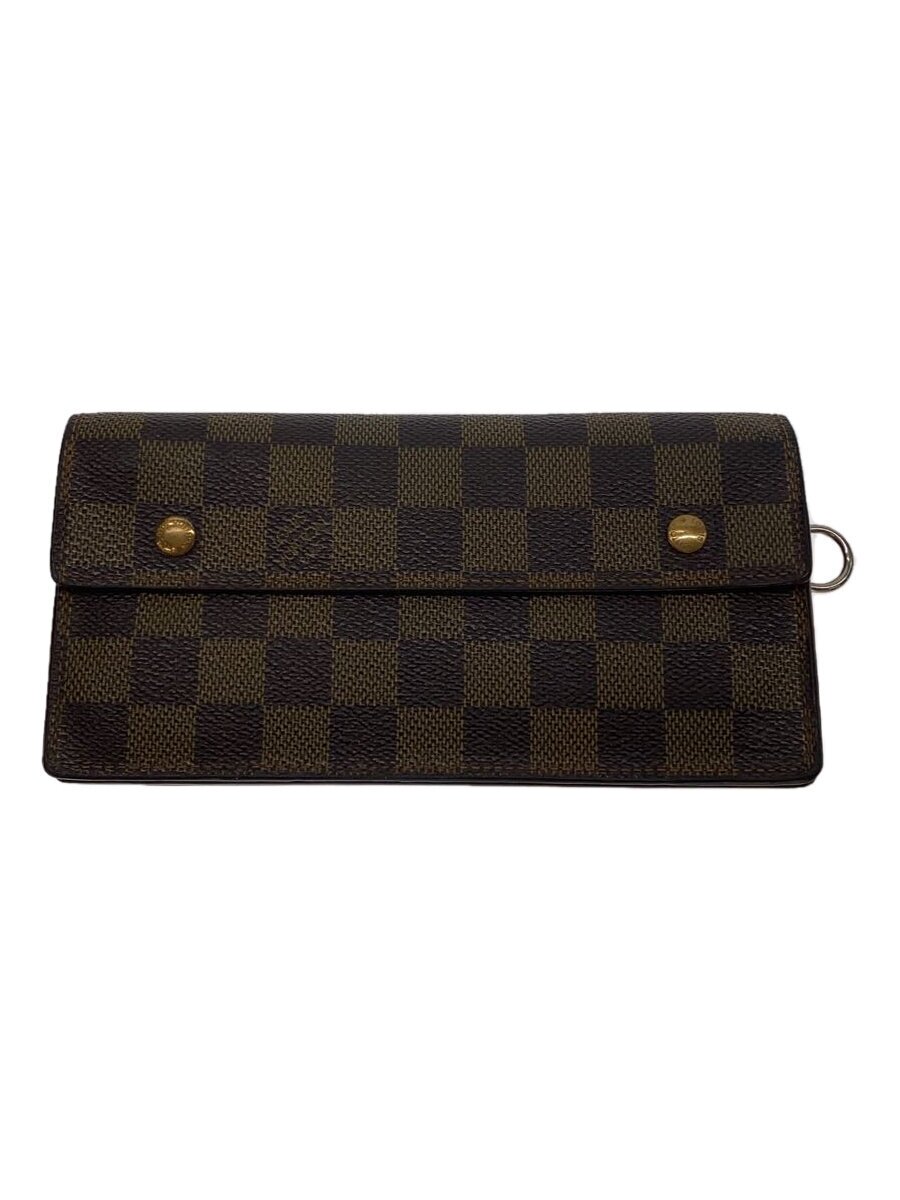 【中古】LOUIS VUITTON◆ポルト・フォイユ・アコルディオン_ダミエ・エベヌ/PVC/BRW/レディース【服飾雑貨他】