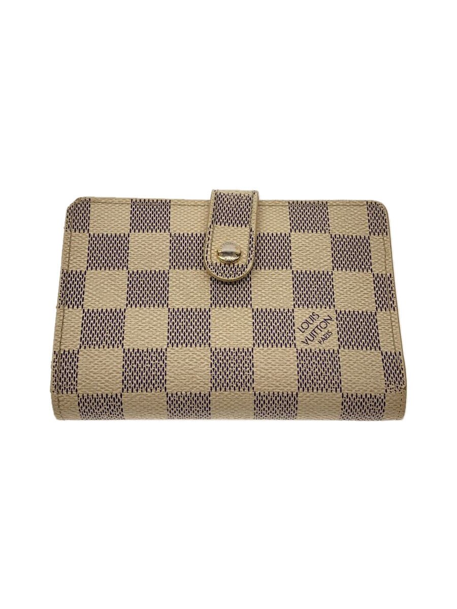 【中古】LOUIS VUITTON◆ポルト・フォイユ・ヴィエノワ_ダミエ・アズール_WHT/PVC/WHT/レディース【服飾雑貨他】